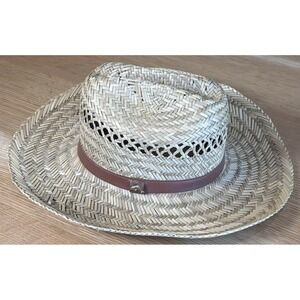 Unisex Broner 100% Straw Sz Large Hat Tan With Brown Strap With Dolphin Charm